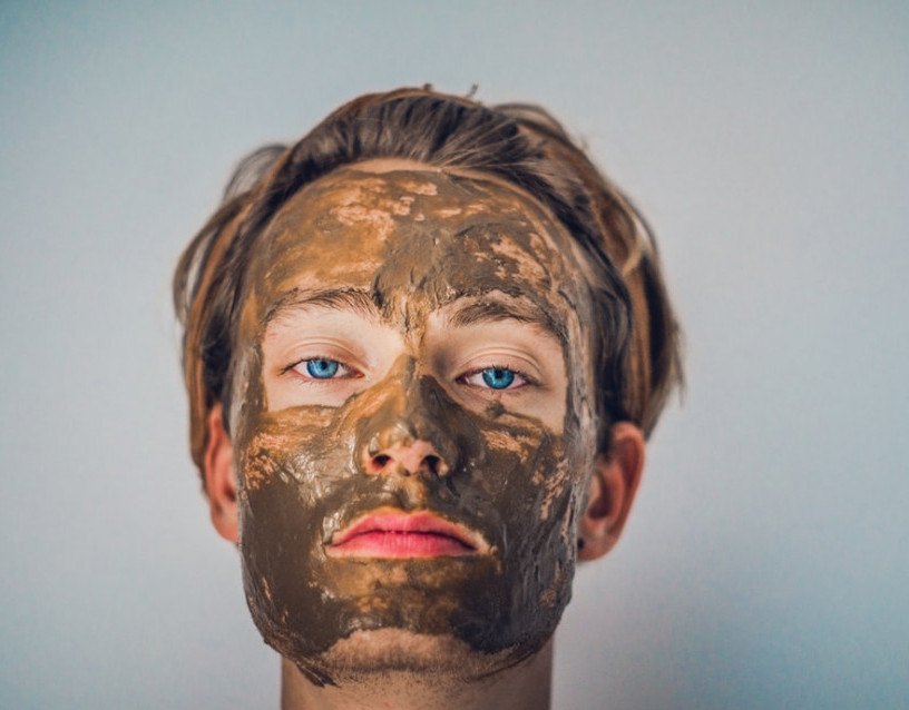 face with seaweed mask on