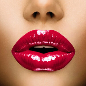 Close up of lady's open lips